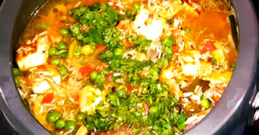 Matar paneer rice recipe