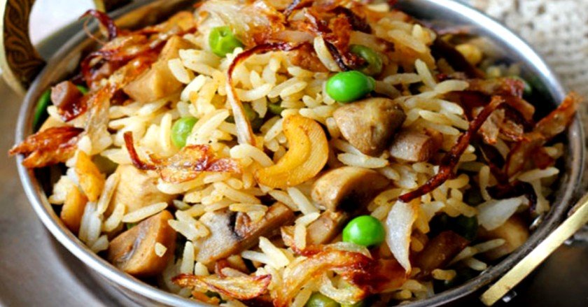 mushroom matar pulao recipe